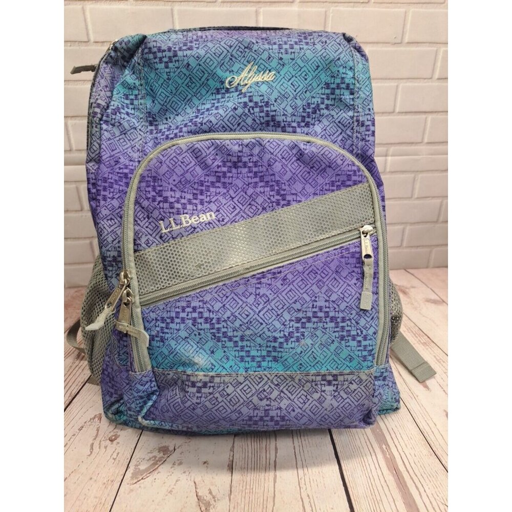 LL Bean Deluxe Book Backpack Reflective Turquoise Rray Purple 3M‎ Scotchlite
